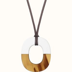 Hermes Isthme Pendant in White and Horn. Small Model.